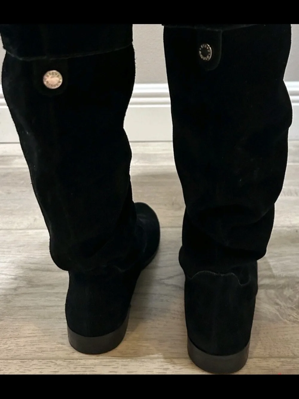 Steve Madden Balen Womens Black Faux Suede Slouch Knee High Boots